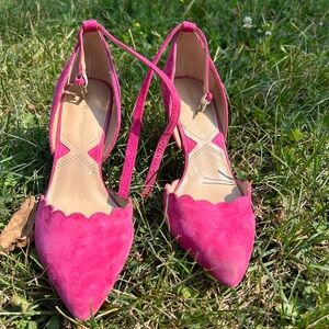 Adrienne Vittadini Pink Heels with Crisscross Straps